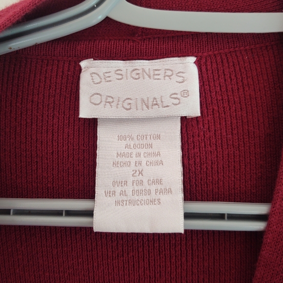 Designer Original, 100% cotton, Maroon Cardigan, size 2x - Picture 2 of 2